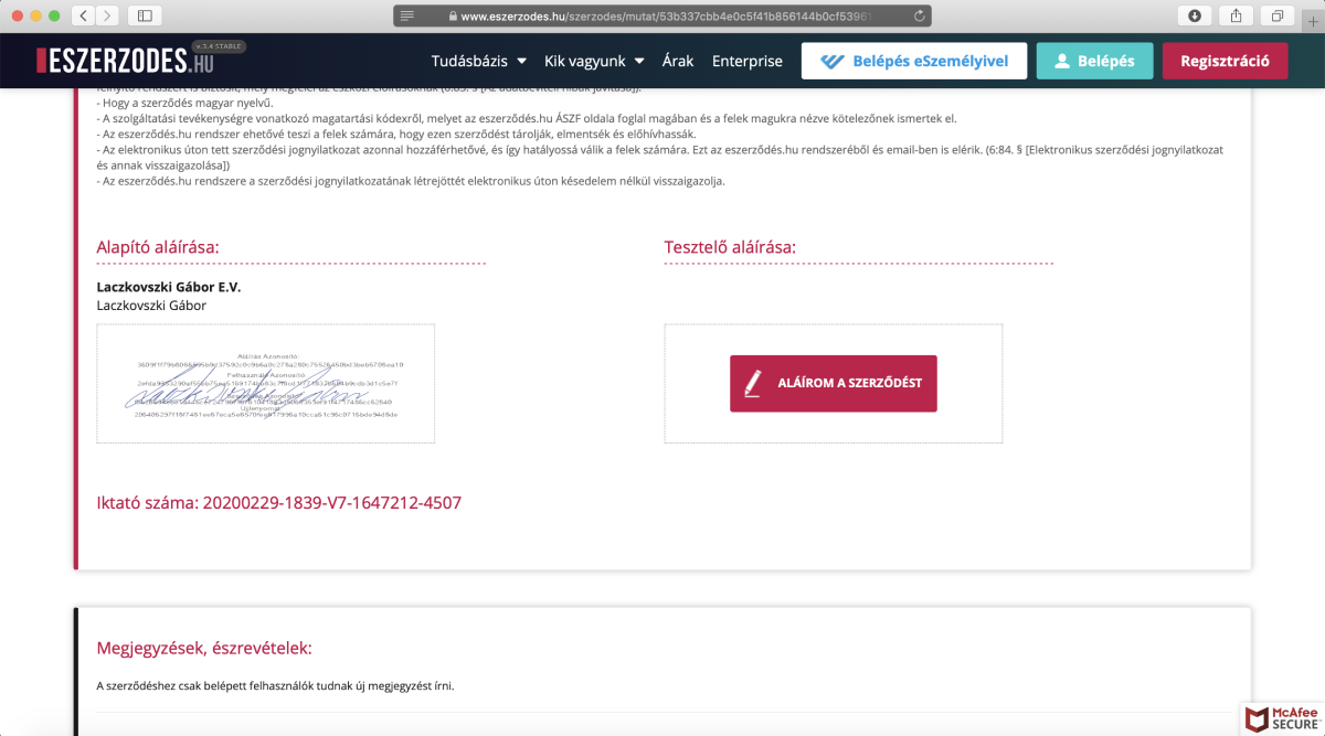 eSzerződés aláírása negyedik lépés
